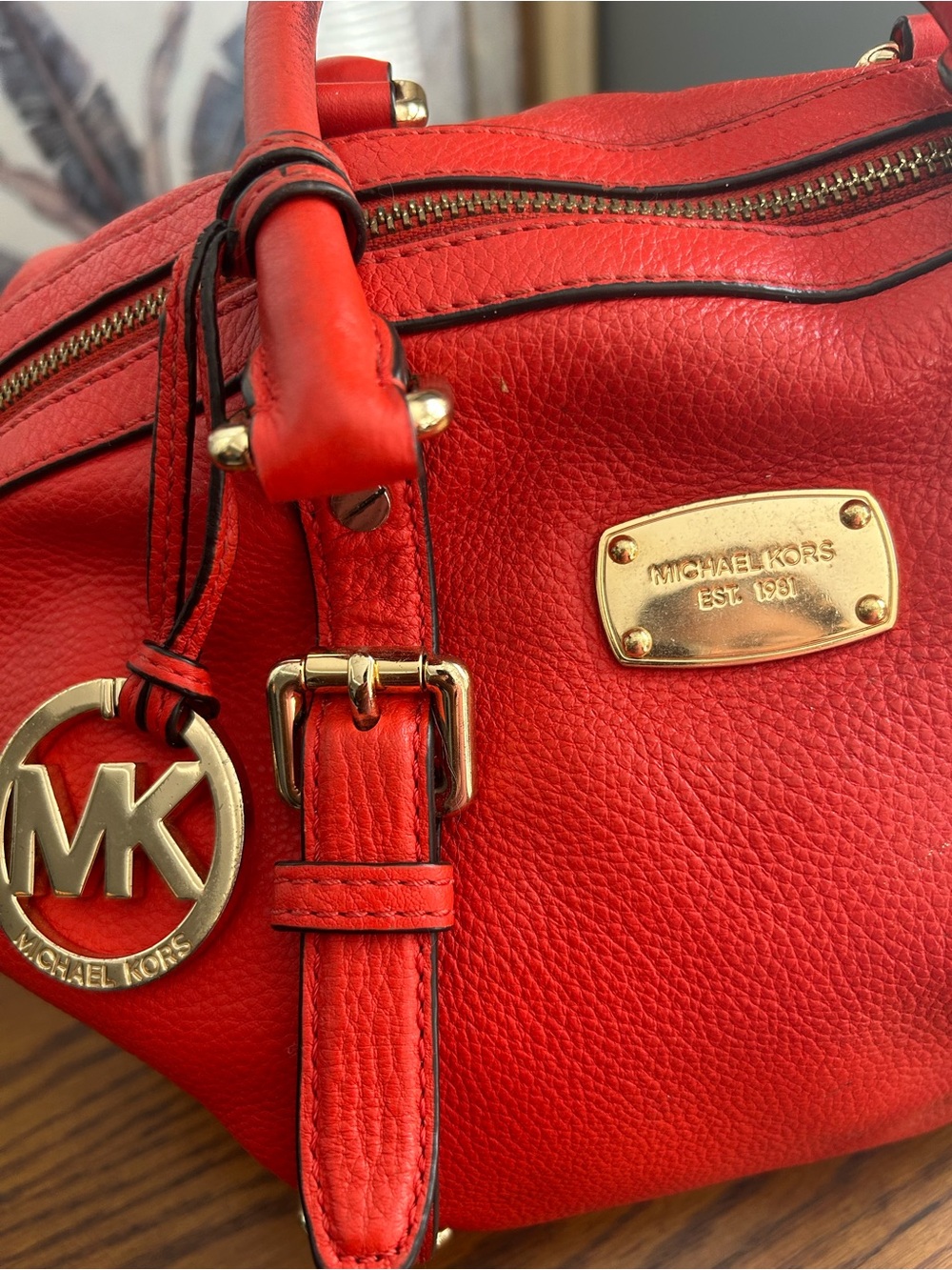 Michael Kors Burnt Orange/reddish Pebbled Leather Satchel with Gold Hardware - Picture 2 of 5